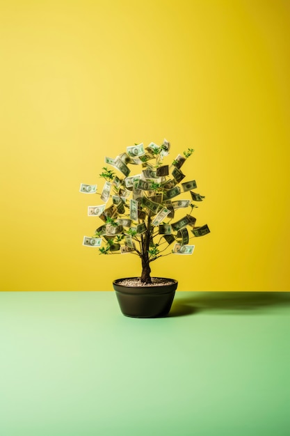 Foto gratuita renderizado en 3d del árbol del dinero