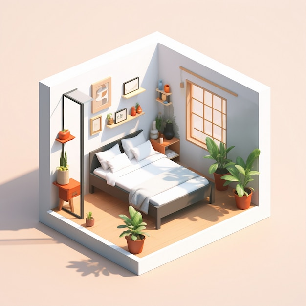 Foto gratuita renderizado en 3d de una casa isométrica