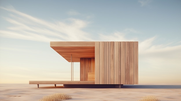 Foto gratuita renderizado en 3d de una casa de madera