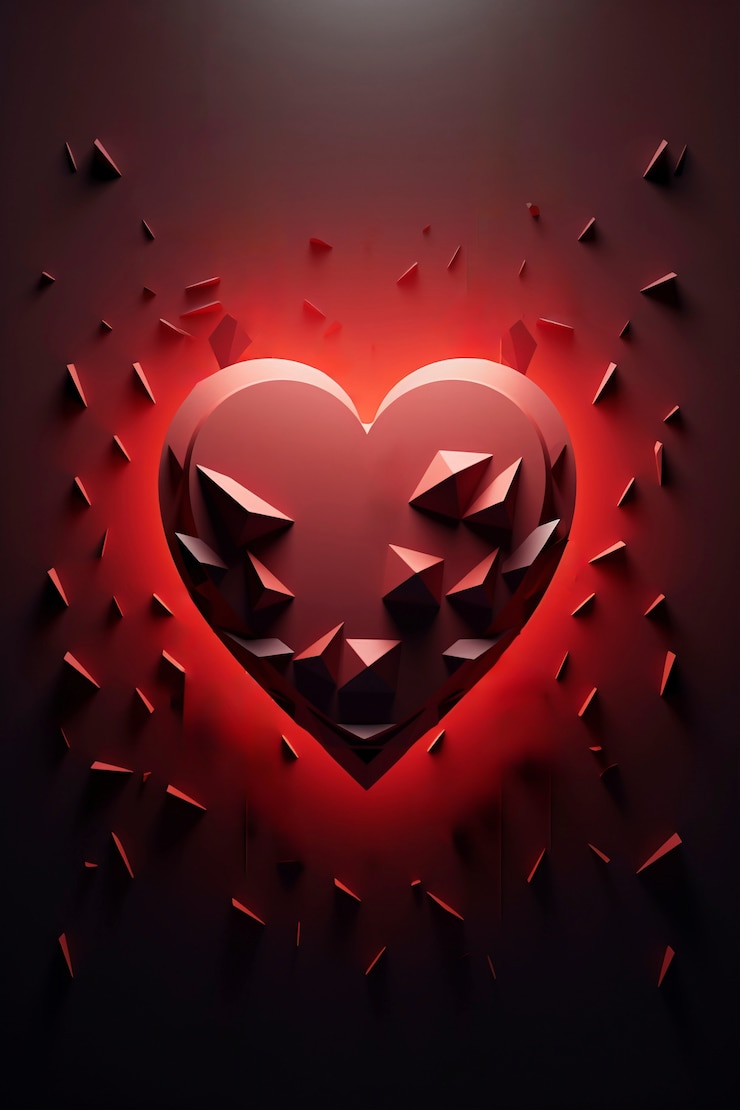 Foto gratuito renderizado en 3d de un corazón abstracto para el día de san valentín.