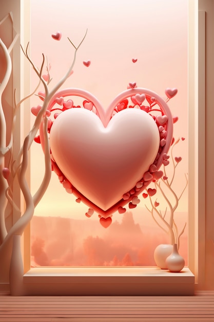 Foto gratuita renderizado en 3d de un corazón abstracto para el día de san valentín.