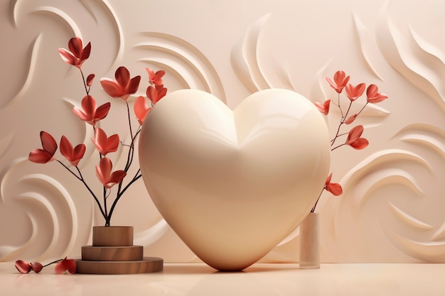 Foto gratuita renderizado en 3d de un corazón abstracto para el día de san valentín.