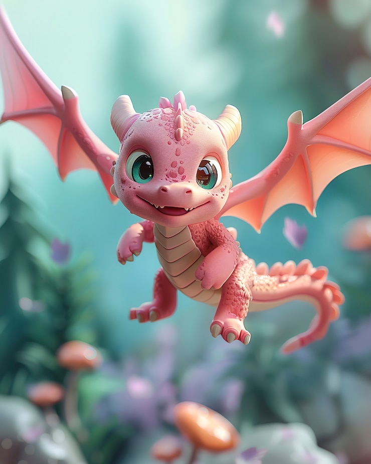 Foto gratuito renderizado en 3d de un dragón de dibujos animados