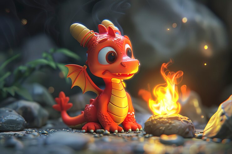 Foto gratuito renderizado en 3d de un dragón de dibujos animados