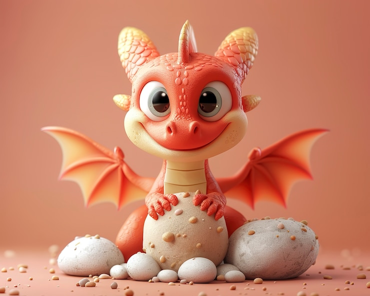 Foto gratuito renderizado en 3d de un dragón de dibujos animados
