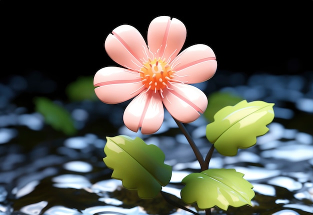 Foto gratuita renderizado en 3d de una flor