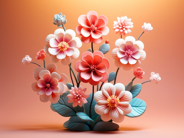 Renderizado en 3D de las flores