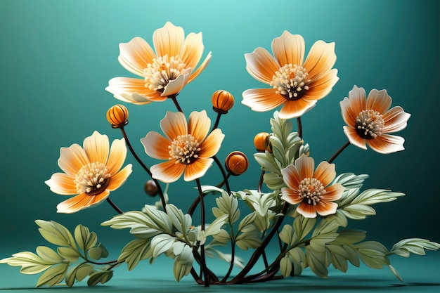 Renderizado en 3D de las flores