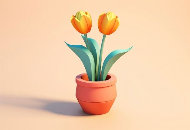 Foto gratuita renderizado en 3d de las flores