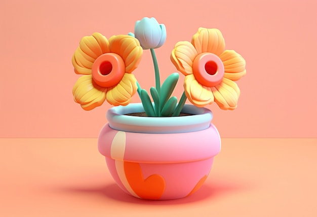 Renderizado en 3D de las flores