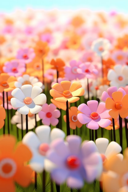 Foto gratuita renderizado en 3d de las flores