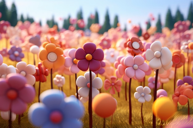 Renderizado en 3D de las flores