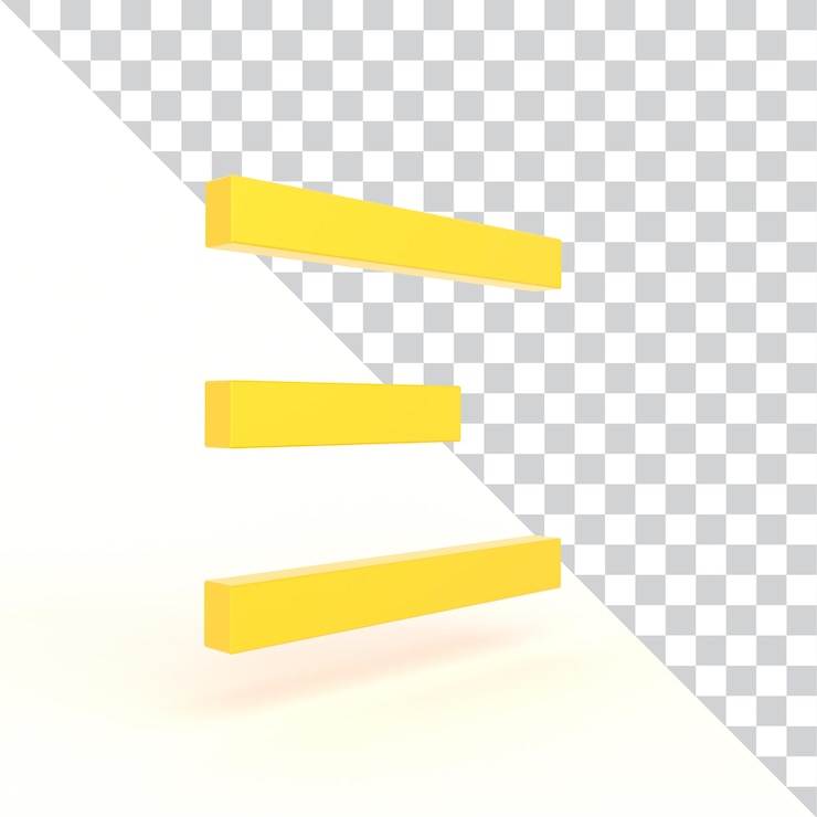 Foto gratuito renderizado en 3d de un icono de menú de hamburguesa amarillo
