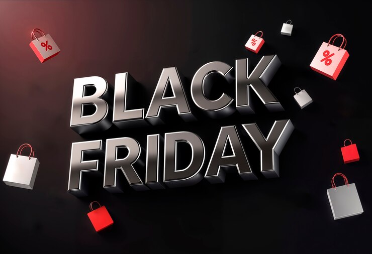 Foto gratuito renderizado en 3d del logotipo de neón de black friday