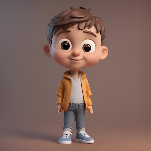 Foto gratuita renderizado en 3d de un niño pequeño con chaqueta y vaqueros