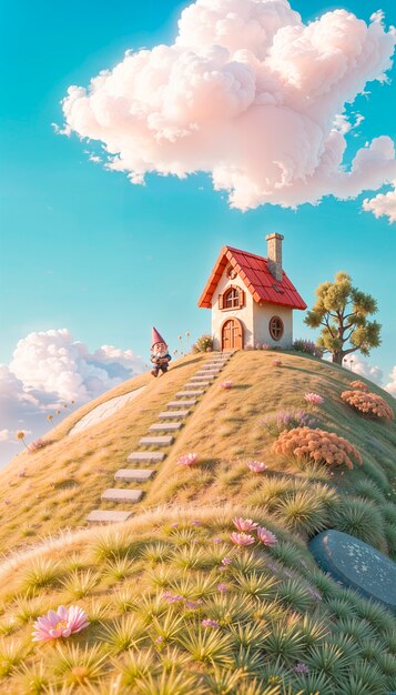 Renderizado en 3D de un paisaje de ensueño