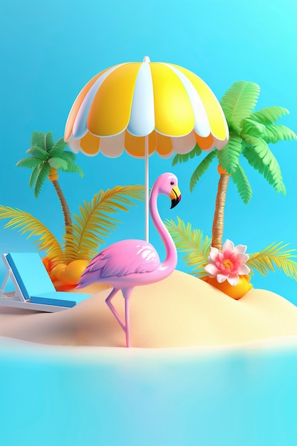 Renderizado en 3D de la playa de dibujos animados