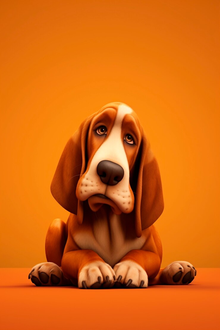Renderizado en 3D de un retrato de perro de dibujos animados