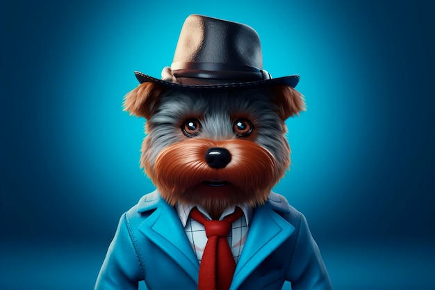 Renderizado en 3D de un retrato de perro de dibujos animados