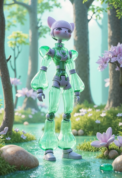 Renderizado en 3D de un robot lindo