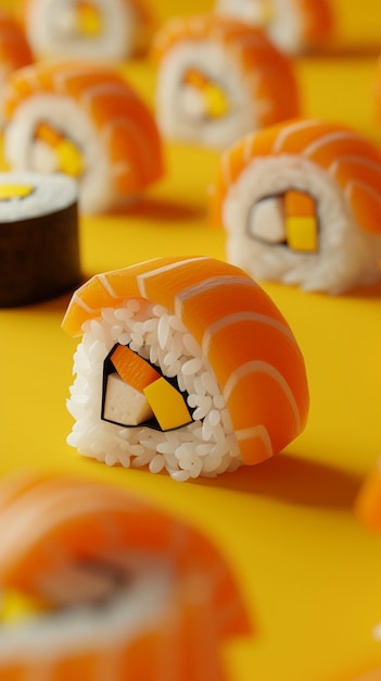 Renderizado en 3D de sushi