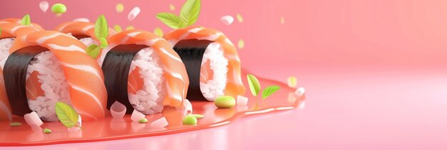 Renderizado en 3D de sushi