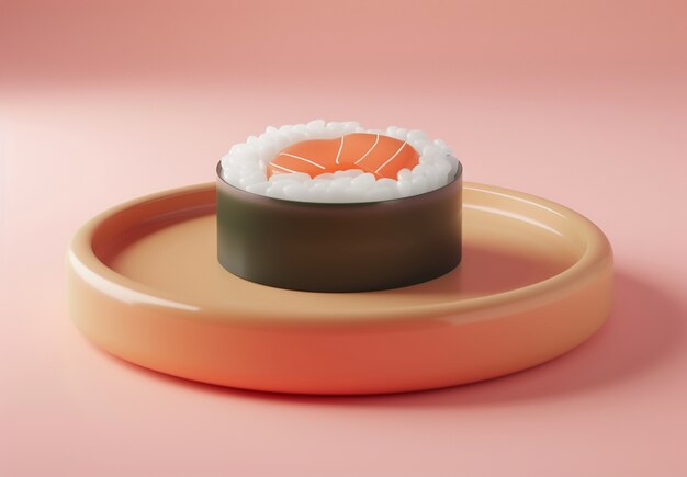 Renderizado en 3D de sushi