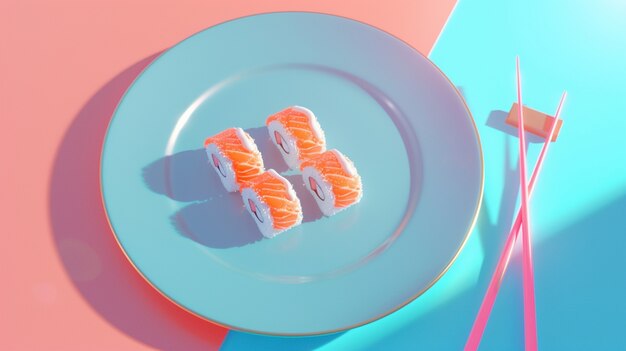 Foto gratuita renderizado en 3d de sushi