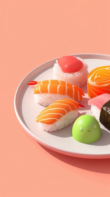 Foto gratuita renderizado en 3d de sushi