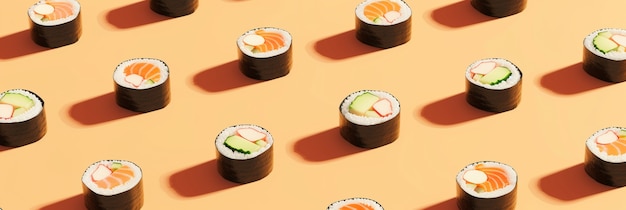 Foto gratuita renderizado en 3d de sushi