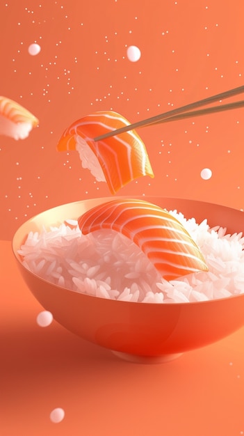 Foto gratuita renderizado en 3d de sushi