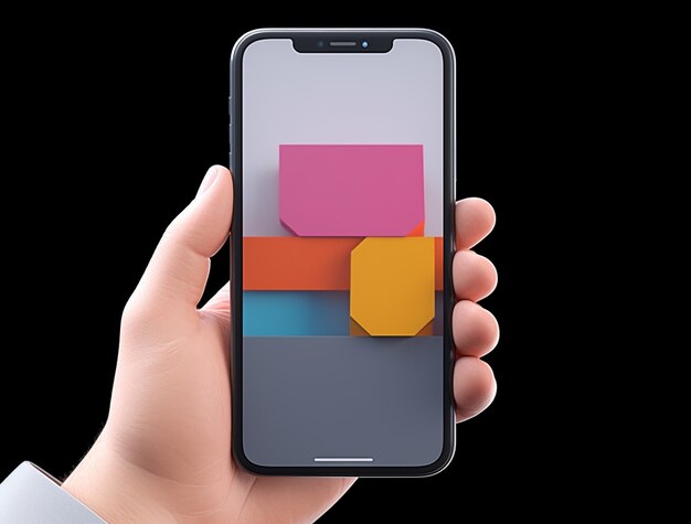 Renderizado en 3D de un teléfono en la mano