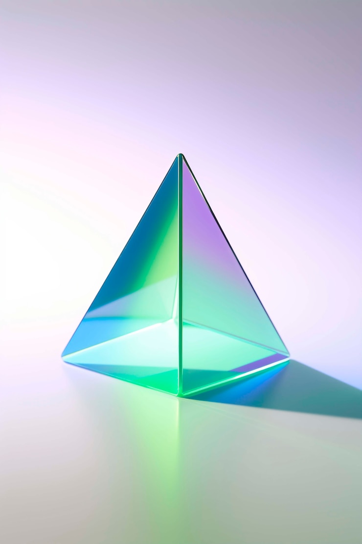 Foto gratuito renderizado en 3d de un triángulo transparente