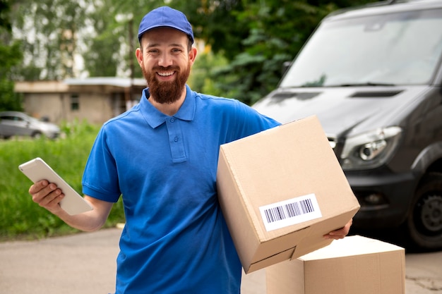 Repartidor de tiro medio caja de transporte