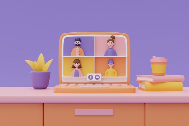 Representación 3D de avatares de personas en una llamada de zoom