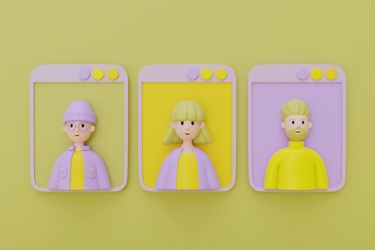Foto gratuito representación 3d de avatares de personas en una llamada de zoom