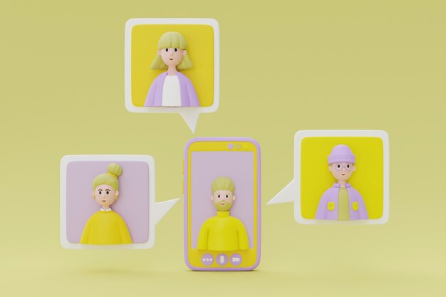 Representación 3d de avatares de personas en una llamada de zoom