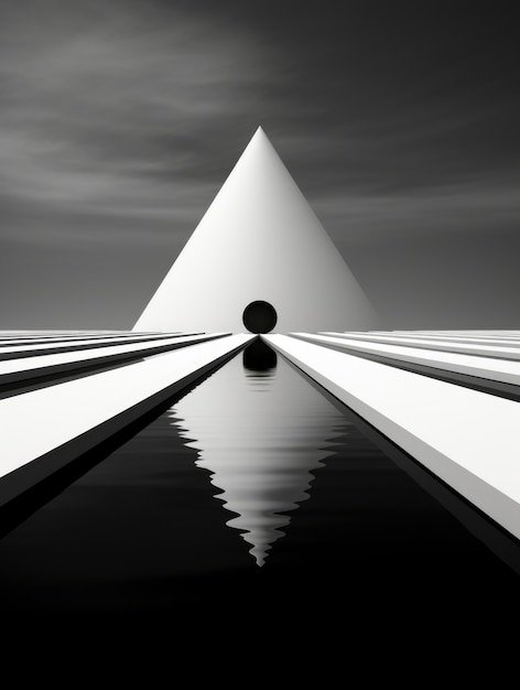 Representación 3D de blanco y negro abstracto