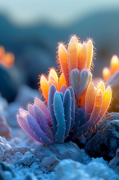 Foto gratuita una representación en 3d de un cactus mágico