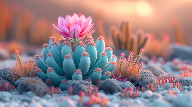 Una representación en 3D de un cactus mágico