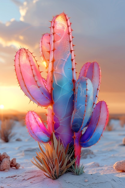 Foto gratuita una representación en 3d de un cactus mágico