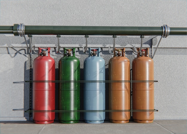 Foto gratuita representación 3d del cilindro de gas