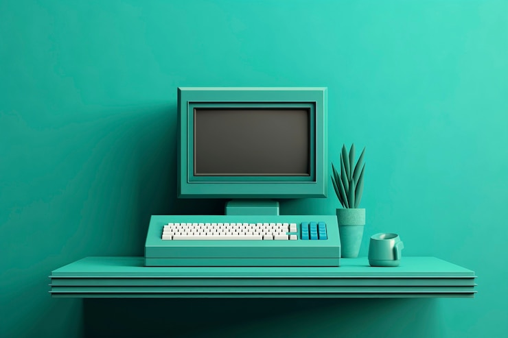 Foto gratuito representación 3d de computadora retro