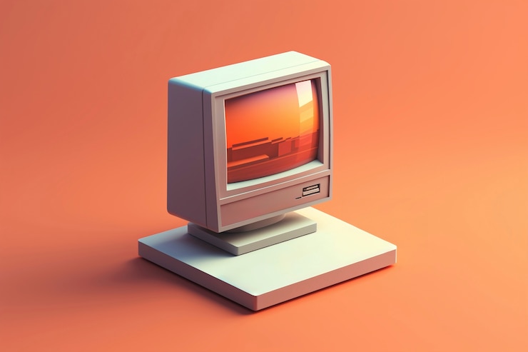 Foto gratuito representación 3d de computadora retro