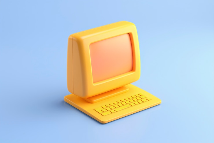 Foto gratuito representación 3d de computadora retro