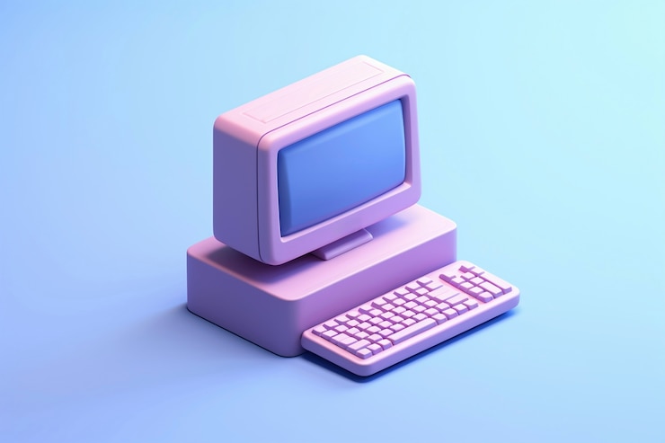 Foto gratuito representación 3d de computadora retro