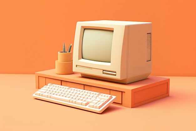 Representación 3d de computadora retro