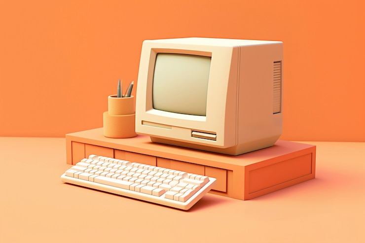 Foto gratuito representación 3d de computadora retro