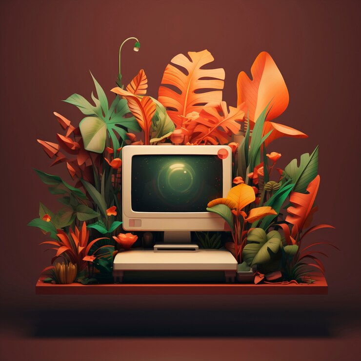 Foto gratuito representación 3d de computadora retro