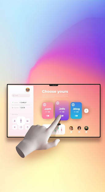 Representación 3d en el concepto de alojamiento de sitios web